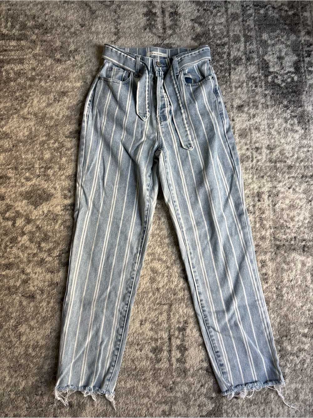 PacSun Light Blue & White Striped High-Rise Jeans